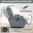 Power Lift Recliner - 8-Point Massage, Lumbar Heat, USB Port, Cup Holders, 155° Recline, 39.76"L x 35.82"W