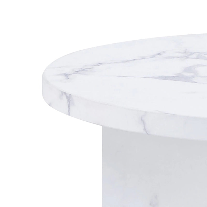 Round Coffee Table - 31.41"W x 13.71"H, Faux Marble Top, Wood Legs, Modern, Easy Assembly, 3 Colors, Contemporary