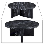 Round Coffee Table - 31.41"W x 13.71"H, Faux Marble Top, Wood Legs, Modern, Easy Assembly, 3 Colors, Contemporary