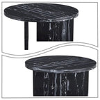 Round Coffee Table - 31.41"W x 13.71"H, Faux Marble Top, Wood Legs, Modern, Easy Assembly, 3 Colors, Contemporary