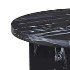 Round Coffee Table - 31.41"W x 13.71"H, Faux Marble Top, Wood Legs, Modern, Easy Assembly, 3 Colors, Contemporary