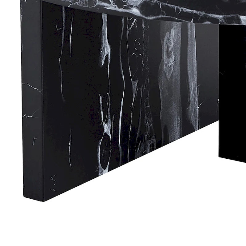 Round Coffee Table - 31.41"W x 13.71"H, Faux Marble Top, Wood Legs, Modern, Easy Assembly, 3 Colors, Contemporary