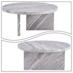 Round Coffee Table - 31.41"W x 13.71"H, Faux Marble Top, Wood Legs, Modern, Easy Assembly, 3 Colors, Contemporary