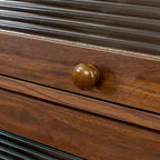 Storage Cabinet - Glass Doors, 4 Shelves, Dustproof, Flip-Up Doors, 13.98"H Door, Brown/White, Modern Office