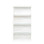 Storage Cabinet - Glass Doors, 4 Shelves, Dustproof, Flip-Up Doors, 13.98"H Door, Brown/White, Modern Office
