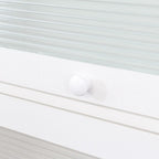 Storage Cabinet - Glass Doors, 4 Shelves, Dustproof, Flip-Up Doors, 13.98"H Door, Brown/White, Modern Office