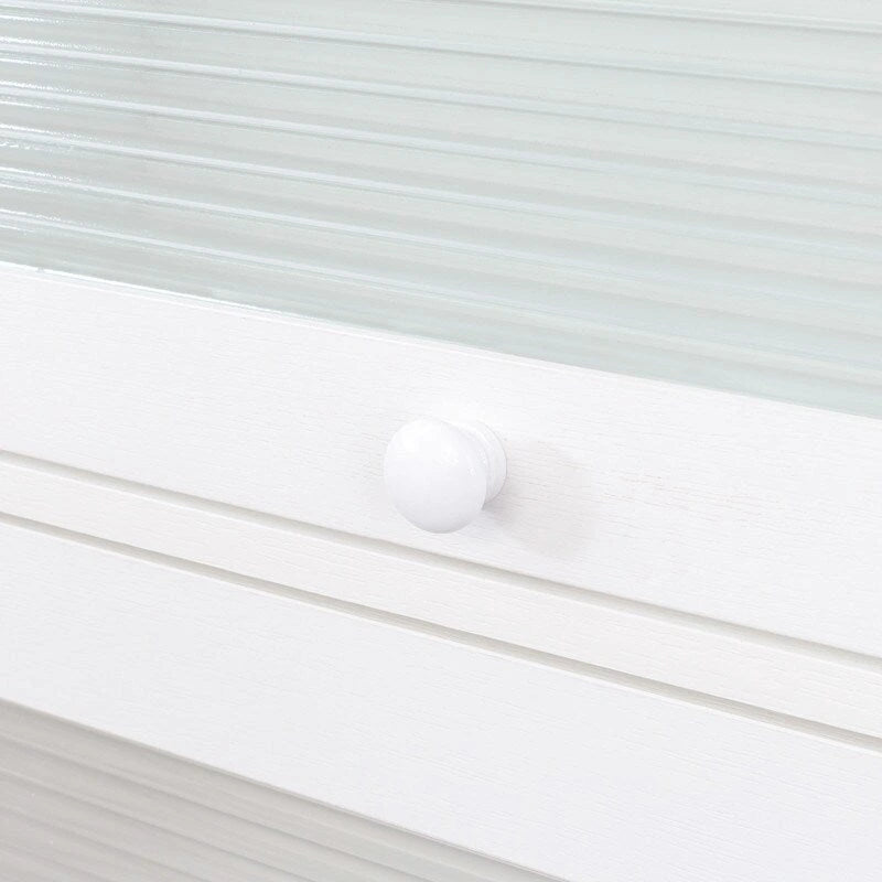 Storage Cabinet - Glass Doors, 4 Shelves, Dustproof, Flip-Up Doors, 13.98"H Door, Brown/White, Modern Office