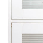 Storage Cabinet - Glass Doors, 4 Shelves, Dustproof, Flip-Up Doors, 13.98"H Door, Brown/White, Modern Office