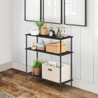 3-Tier Industrial Console Table - 31.5"W x 33.4"H, MDF & Metal Frame, Adjustable Legs, 40 lbs/Shelf, Minimalist Design