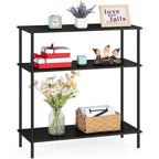3-Tier Industrial Console Table - 31.5"W x 33.4"H, MDF & Metal Frame, Adjustable Legs, 40 lbs/Shelf, Minimalist Design