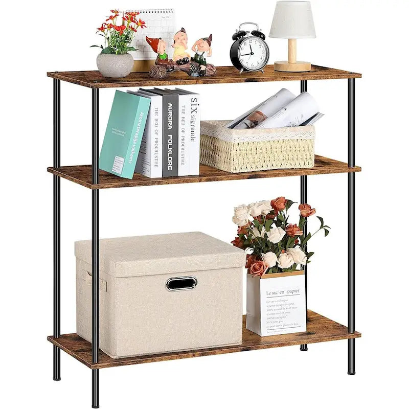 3-Tier Industrial Console Table - 31.5"W x 33.4"H, MDF & Metal Frame, Adjustable Legs, 40 lbs/Shelf, Minimalist Design