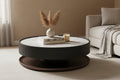 Modrest Miranda Modern Ceramic + Black Oak Round Coffee Table