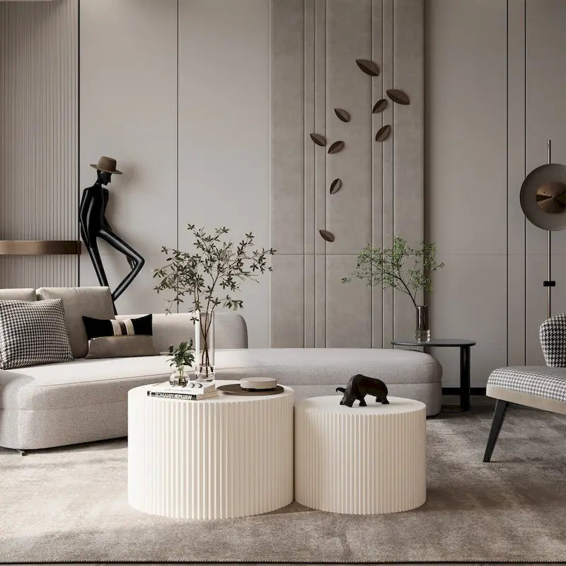 Wave Stripe Nesting Coffee Table Set for Living Room,Bedroom