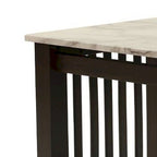 Side End Table - 21"H, White Faux Marble Top, Bottom Shelf, Solid Wood, Dark Brown Finish, Slatted Design