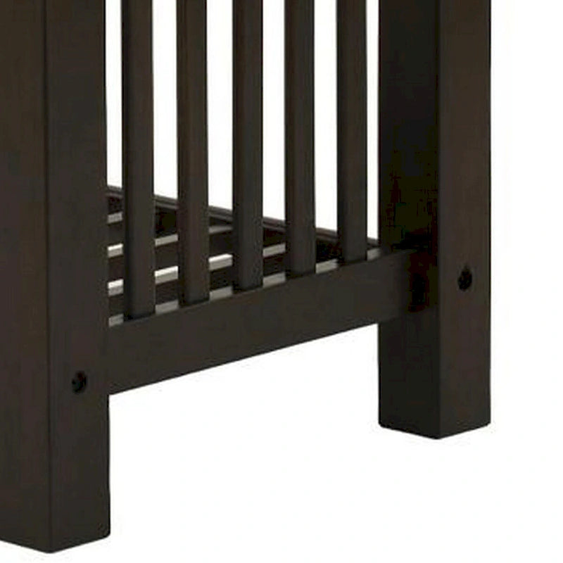 Side End Table - 21"H, White Faux Marble Top, Bottom Shelf, Solid Wood, Dark Brown Finish, Slatted Design