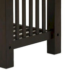 Side End Table - 21"H, White Faux Marble Top, Bottom Shelf, Solid Wood, Dark Brown Finish, Slatted Design