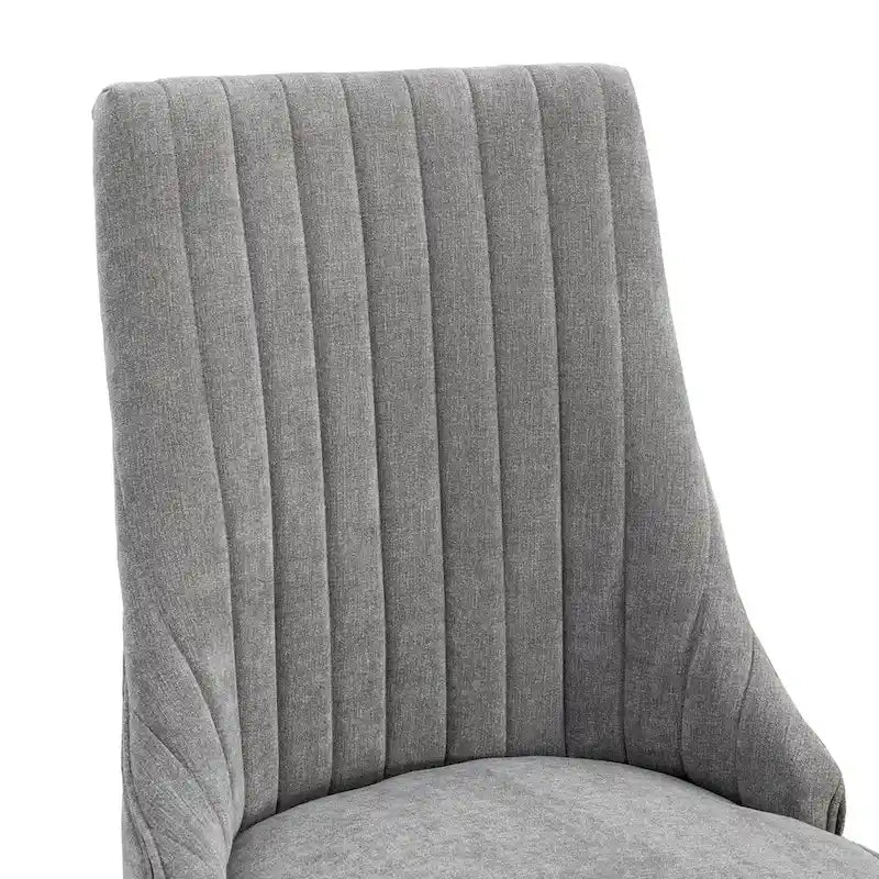 Upholstered Dining Chairs - 19.7"W x 25"D x 37.5"H, High Backrest, Foam/Springs, Solid Wood Legs, 2 Chairs, Beige/Gray