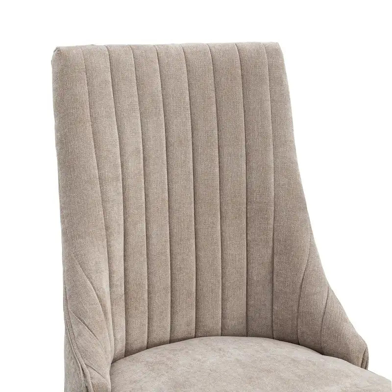 Upholstered Dining Chairs - 19.7"W x 25"D x 37.5"H, High Backrest, Foam/Springs, Solid Wood Legs, 2 Chairs, Beige/Gray