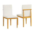 Dining Chairs - 19.5"W x 22.5"D x 34.75"H, Cream Textured Woven, Wood Legs, 2 Chairs, Modern