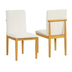 Dining Chairs - 19.5"W x 22.5"D x 34.75"H, Cream Textured Woven, Wood Legs, 2 Chairs, Modern
