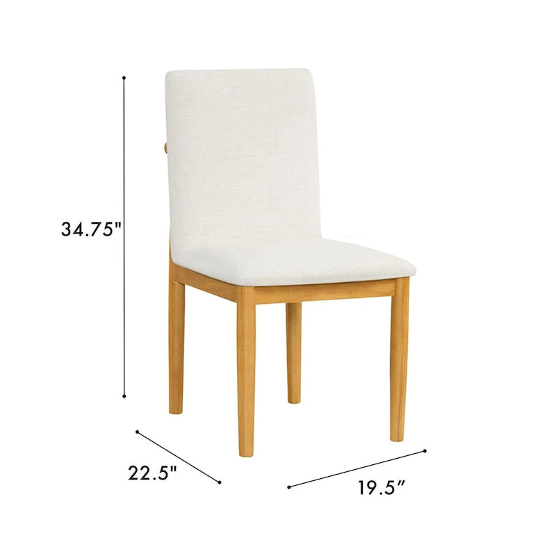 Dining Chairs - 19.5"W x 22.5"D x 34.75"H, Cream Textured Woven, Wood Legs, 2 Chairs, Modern