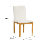 Dining Chairs - 19.5"W x 22.5"D x 34.75"H, Cream Textured Woven, Wood Legs, 2 Chairs, Modern