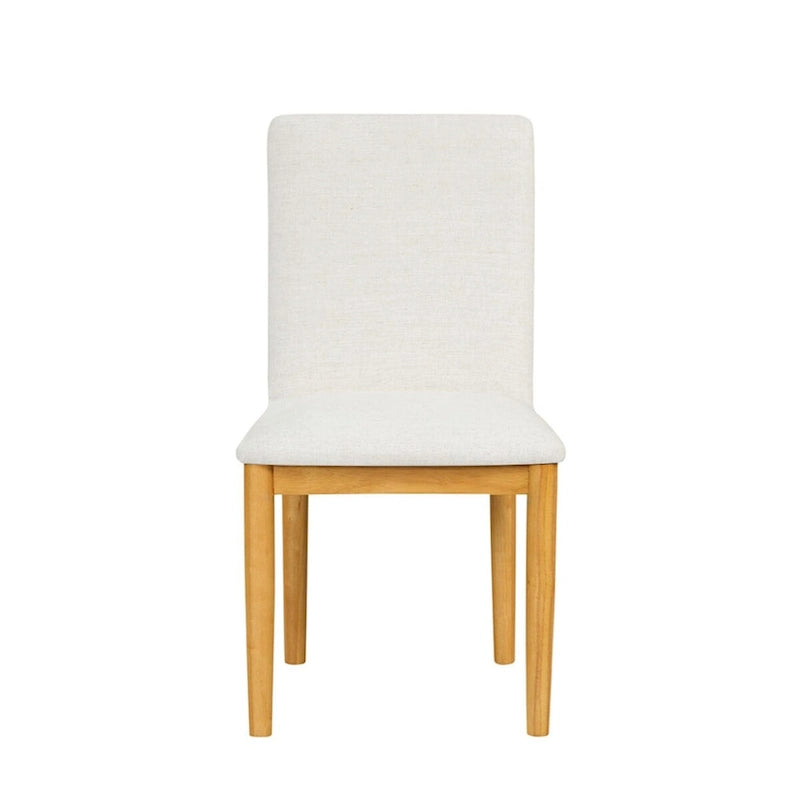 Dining Chairs - 19.5"W x 22.5"D x 34.75"H, Cream Textured Woven, Wood Legs, 2 Chairs, Modern