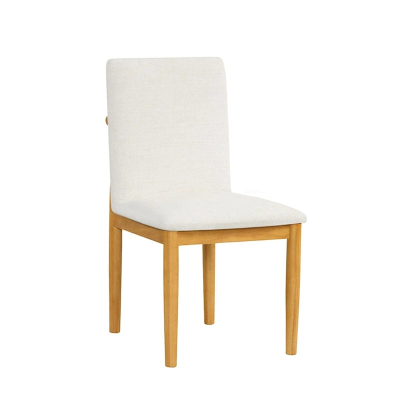 Dining Chairs - 19.5"W x 22.5"D x 34.75"H, Cream Textured Woven, Wood Legs, 2 Chairs, Modern