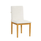 Dining Chairs - 19.5"W x 22.5"D x 34.75"H, Cream Textured Woven, Wood Legs, 2 Chairs, Modern