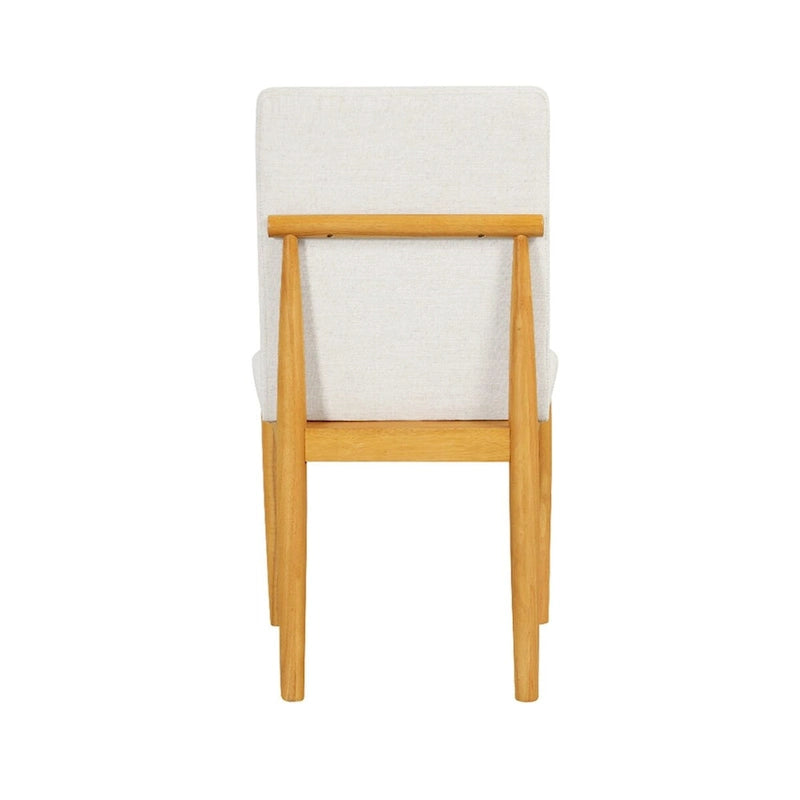 Dining Chairs - 19.5"W x 22.5"D x 34.75"H, Cream Textured Woven, Wood Legs, 2 Chairs, Modern