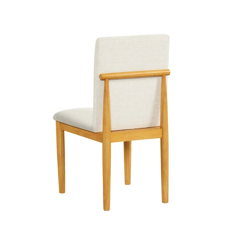 Dining Chairs - 19.5"W x 22.5"D x 34.75"H, Cream Textured Woven, Wood Legs, 2 Chairs, Modern