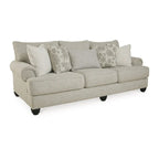 Sofa - 98"W x 44"D x 40"H, Polyester, Roll Arms, Reversible Cushions, Platform Foundation, Fog Color, Feather Pillows