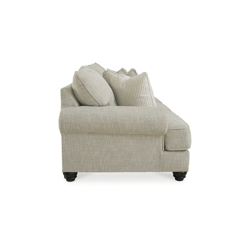 Sofa - 98"W x 44"D x 40"H, Polyester, Roll Arms, Reversible Cushions, Platform Foundation, Fog Color, Feather Pillows