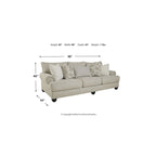 Sofa - 98"W x 44"D x 40"H, Polyester, Roll Arms, Reversible Cushions, Platform Foundation, Fog Color, Feather Pillows