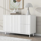 Storage Cabinet - Wave Pattern, 2 Doors, 2 Drawers, Adjustable Shelves, MDF, 99 lbs Capacity, 3 Colors, Modern