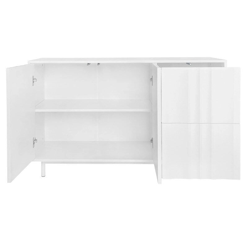 Storage Cabinet - Wave Pattern, 2 Doors, 2 Drawers, Adjustable Shelves, MDF, 99 lbs Capacity, 3 Colors, Modern