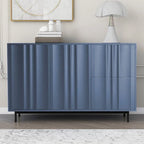 Storage Cabinet - Wave Pattern, 2 Doors, 2 Drawers, Adjustable Shelves, MDF, 99 lbs Capacity, 3 Colors, Modern