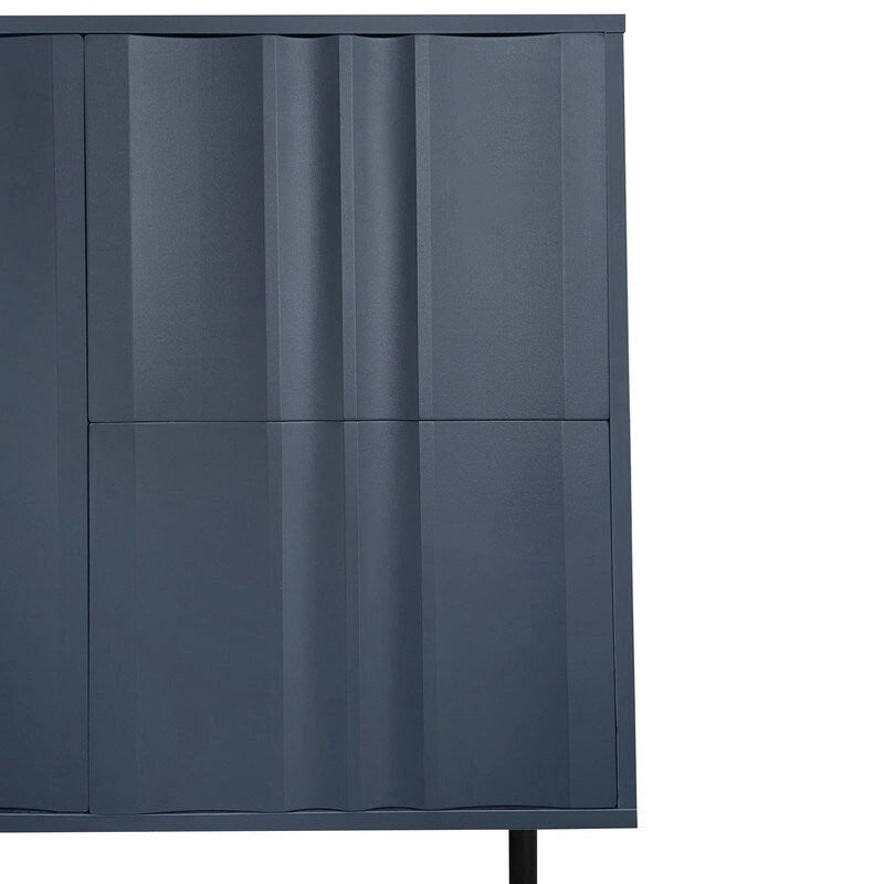 Storage Cabinet - Wave Pattern, 2 Doors, 2 Drawers, Adjustable Shelves, MDF, 99 lbs Capacity, 3 Colors, Modern