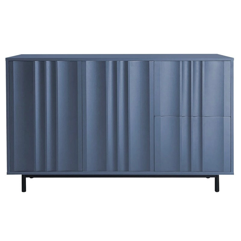 Storage Cabinet - Wave Pattern, 2 Doors, 2 Drawers, Adjustable Shelves, MDF, 99 lbs Capacity, 3 Colors, Modern