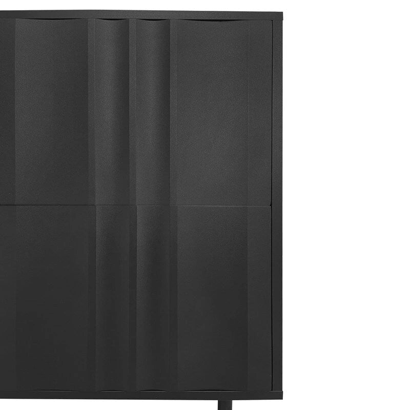 Storage Cabinet - Wave Pattern, 2 Doors, 2 Drawers, Adjustable Shelves, MDF, 99 lbs Capacity, 3 Colors, Modern