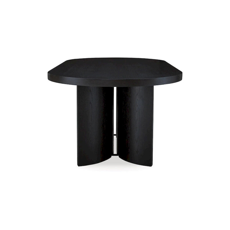 Oval Dining Table - 86"L x 42"W x 30"H, Pedestal Base, Hardwood/Ash Veneer/MDF, Seats 8, Black, Modern Contemporary