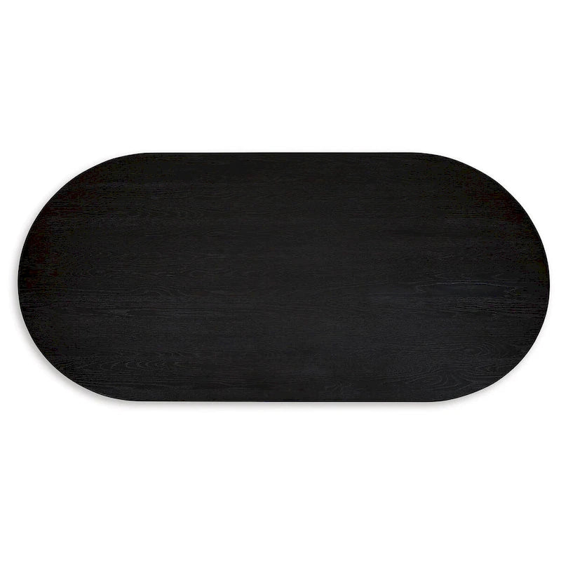 Oval Dining Table - 86"L x 42"W x 30"H, Pedestal Base, Hardwood/Ash Veneer/MDF, Seats 8, Black, Modern Contemporary