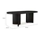 Oval Dining Table - 86"L x 42"W x 30"H, Pedestal Base, Hardwood/Ash Veneer/MDF, Seats 8, Black, Modern Contemporary