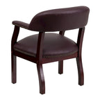 Conference Chair - Upholstered, Nailhead Trim, Open Back, Contoured Cushions, Hardwood Frame, Traditional Style, Burgundy