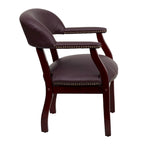 Conference Chair - Upholstered, Nailhead Trim, Open Back, Contoured Cushions, Hardwood Frame, Traditional Style, Burgundy