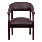 Conference Chair - Upholstered, Nailhead Trim, Open Back, Contoured Cushions, Hardwood Frame, Traditional Style, Burgundy