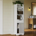 Tall Bathroom Storage Cabinet - 60"H with Drawer & Shelves, MDF Construction, Beadboard Design, Linen Tower, 130 lbs Capacity