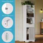 Tall Bathroom Storage Cabinet - 60"H with Drawer & Shelves, MDF Construction, Beadboard Design, Linen Tower, 130 lbs Capacity