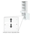 Tall Bathroom Storage Cabinet - 60"H with Drawer & Shelves, MDF Construction, Beadboard Design, Linen Tower, 130 lbs Capacity