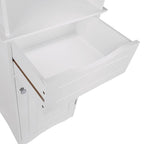 Tall Bathroom Storage Cabinet - 60"H with Drawer & Shelves, MDF Construction, Beadboard Design, Linen Tower, 130 lbs Capacity